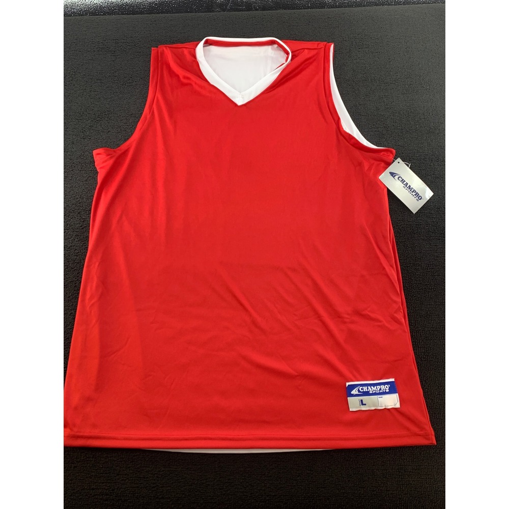 Champrio Sports Reversible Basketball Tank‎ Top Jersey Red White Adult Large